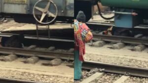 Read more about the article महिला की चतुराई या किस्मत? मथुरा स्टेशन पर महिला के ऊपर से गुजर गई ट्रेन, खौफनाक वीडियो वायरल!