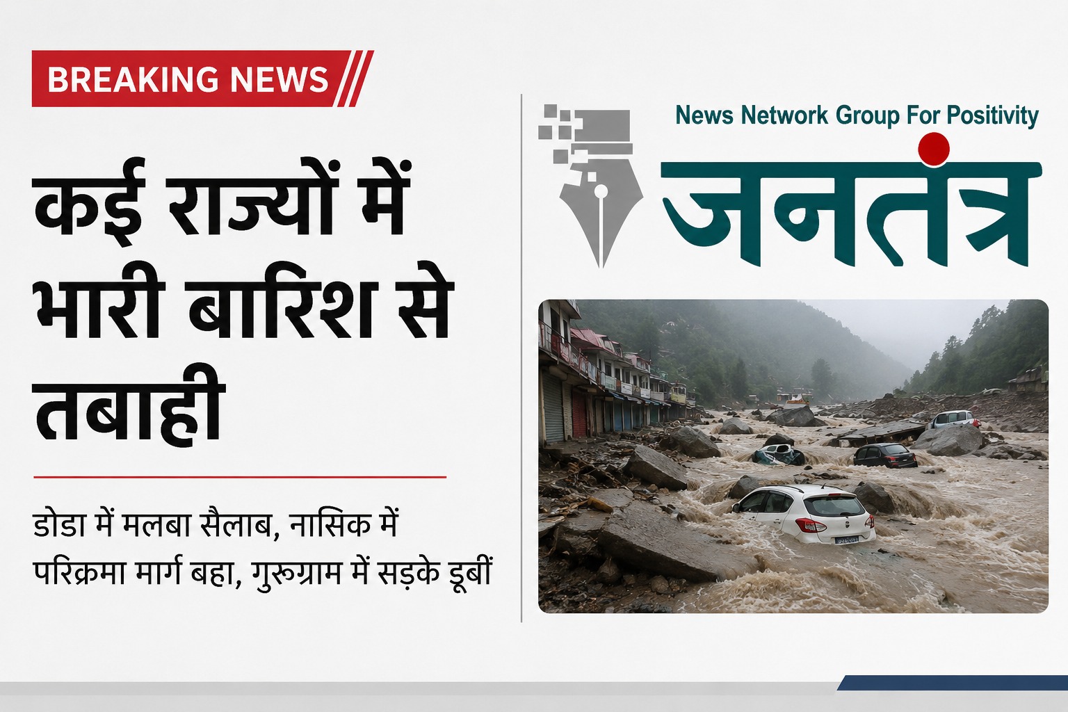 You are currently viewing देशभर में बारिश का कहर: डोडा में मलबे और चट्टानों का सैलाब, नासिक का परिक्रमा मार्ग बहा; गुरुग्राम की सड़कें जलमग्न